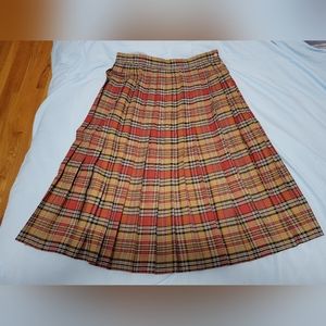 Liz Baker Vintage 80's Pleated Plaid Tartan Full Skirt